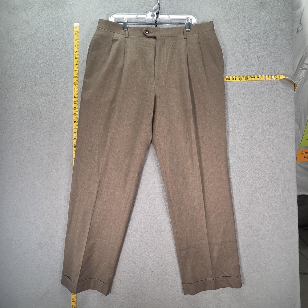 Jos. A. Bank Pants Mens 36x30 Brown‎ Executive Collection Pleated Cuffed Dress